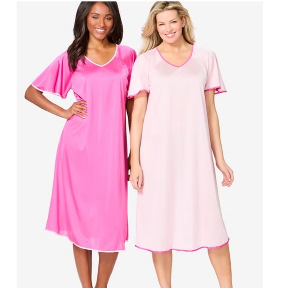 Only Necessities Other - NWT Only Necessities 2 Pack Nylon
Nightgowns Plus Size 4X 5X 34 36 Pink